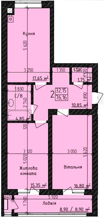 ЖК Парковий Дім — 76.2 м²