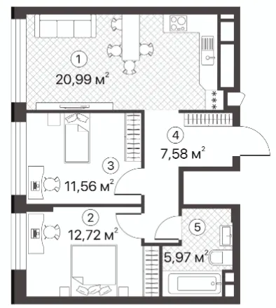 ЖК Terracotta — 58.8 м²