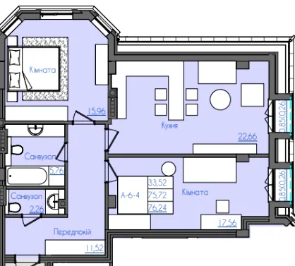 Клубний будинок Консул — 75.7 м²