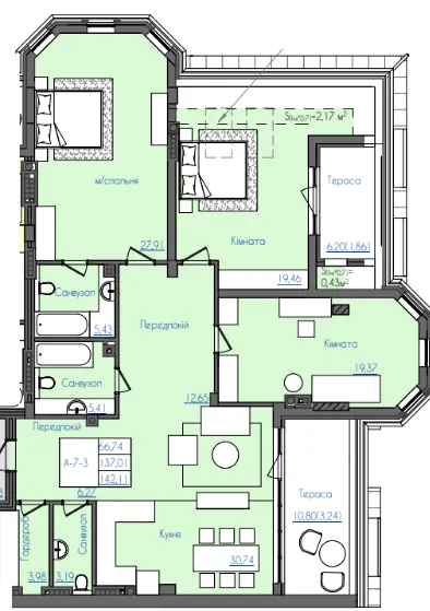 Клубний будинок Консул — 140.5 м²