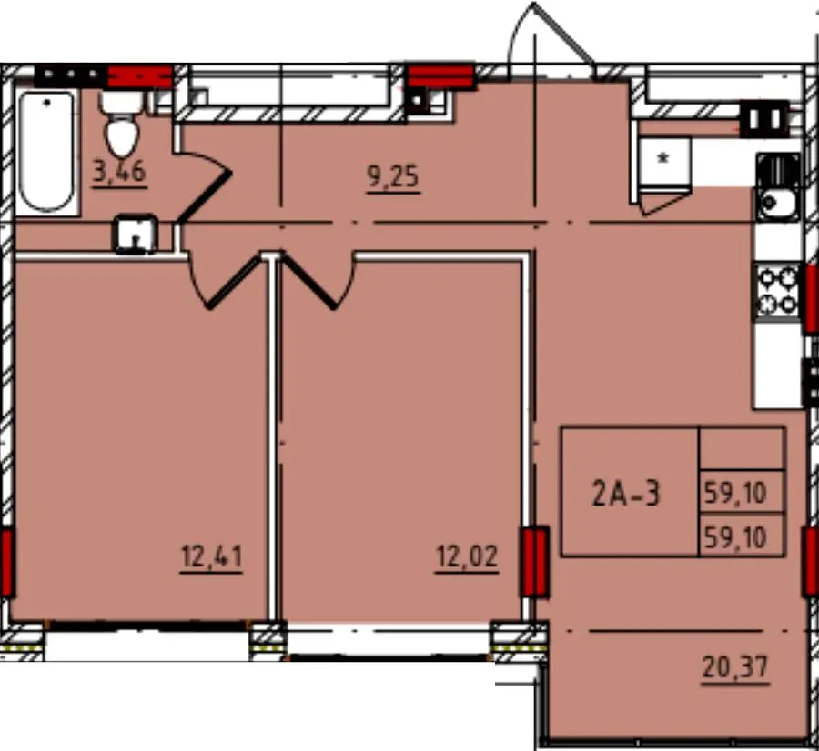 ЖК Manhattan — 58.9 м²