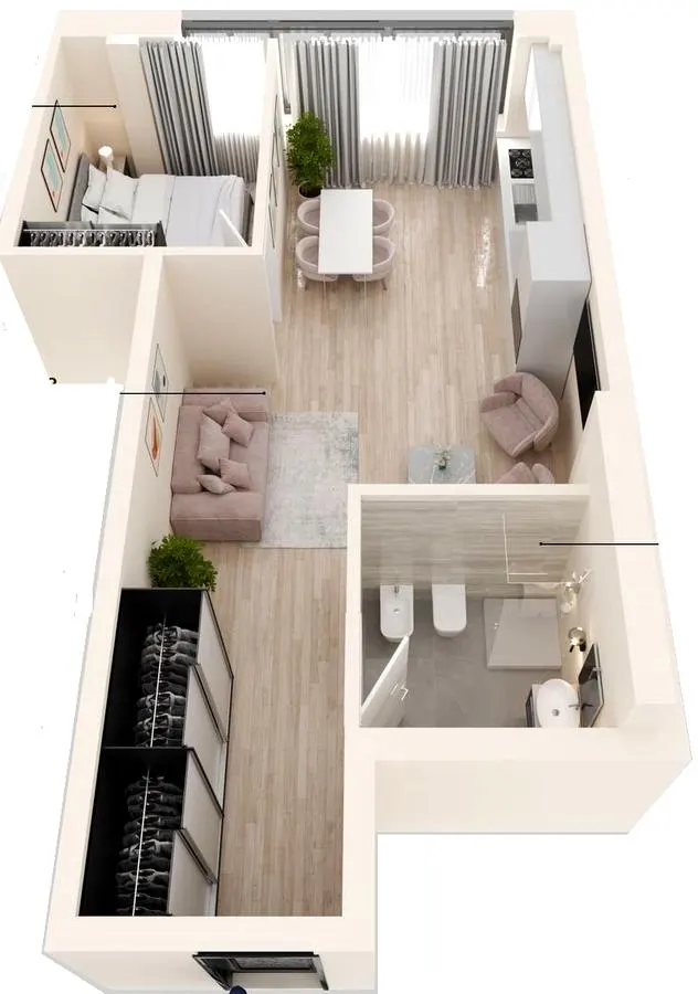 Клубний будинок Donjon — 49.1 м²