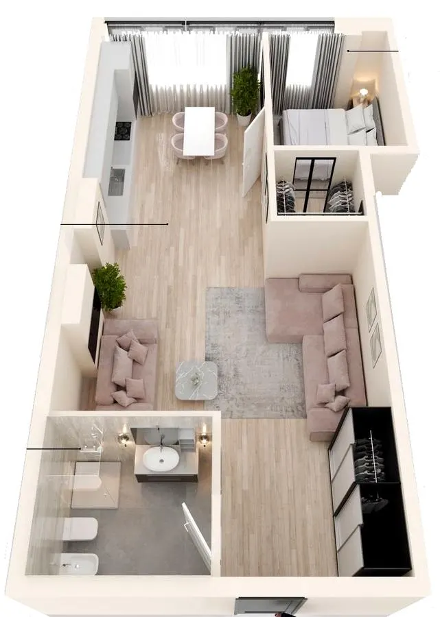 Клубний будинок Donjon — 59.7 м²