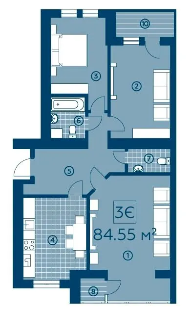 ЖК Київський — 84.6 м²