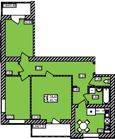 ЖК Maiborsky — 74.5 м²