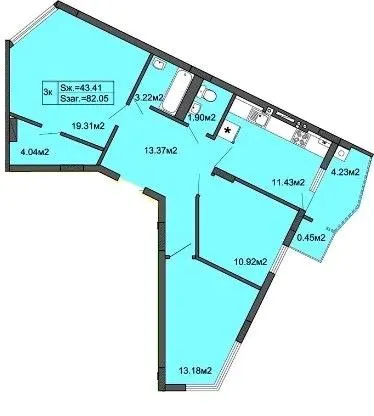 ЖК Міленіум — 82.1 м²