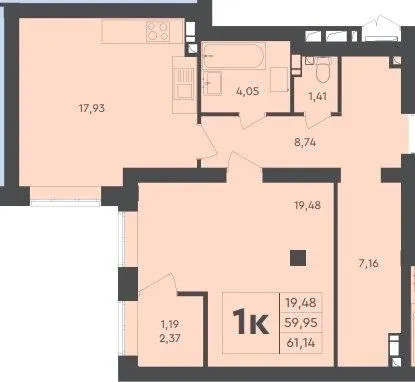 ЖК Scandia — 61.1 м²