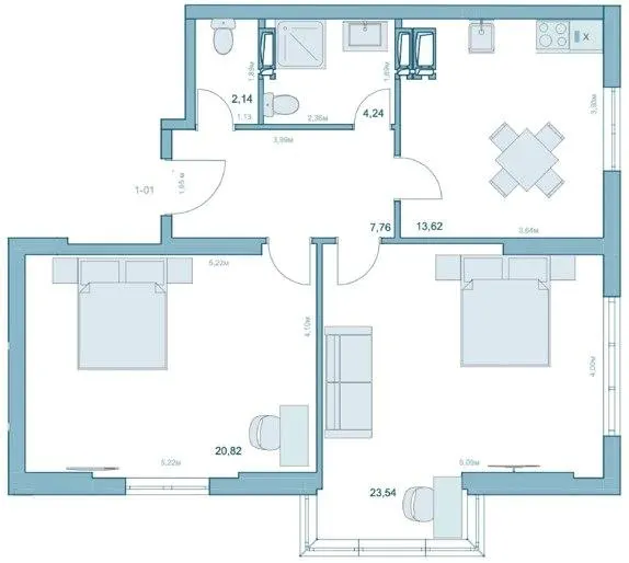ЖК Park Hills (Молодіжна ініціатива) — 75.4 м²