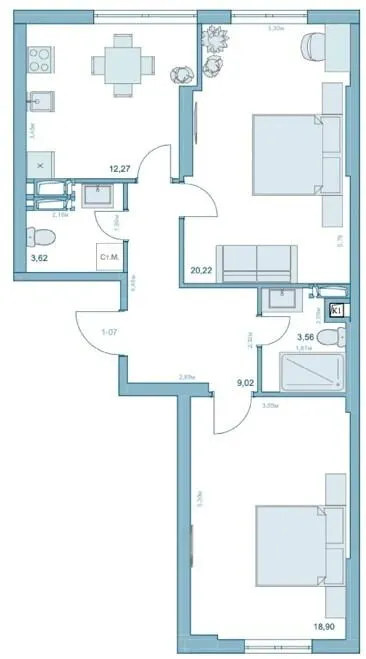 ЖК Park Hills (Молодіжна ініціатива) — 67.6 м²