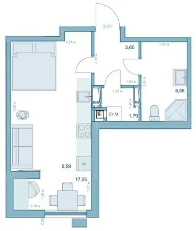 ЖК Park Hills (Молодіжна ініціатива) — 32.3 м²