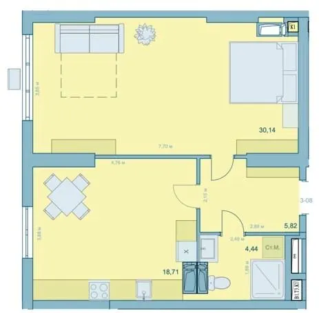ЖК Park Hills (Молодіжна ініціатива) — 59.1 м²
