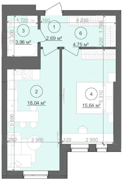 ЖК Well Home — 45.1 м²