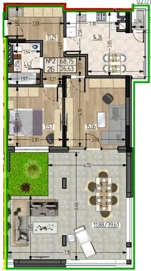 ЖБК Полетаєва — 68.8 м²