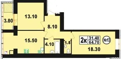 вул. Степана Бандери, 80 — 64.7 м²