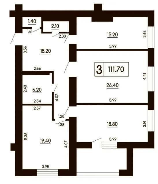 ЖК Чайка — 111.7 м²