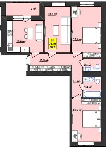ЖК BROWAR — 78.7 м²