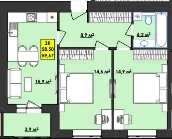 ЖК BROWAR — 59.7 м²