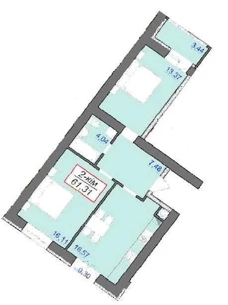 Житловий квартал КАСКАД-ЯРКО — 61.3 м²