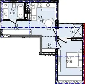 ЖК Набережний — 39.9 м²
