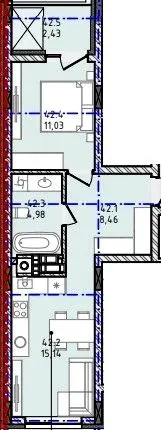 ЖК Набережний — 42 м²