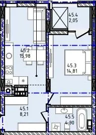 ЖК Набережний — 45.9 м²