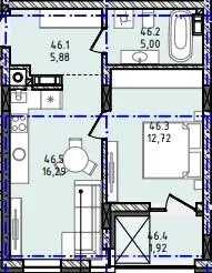 ЖК Набережний — 41.8 м²