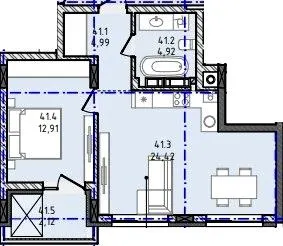 ЖК Набережний — 49.4 м²