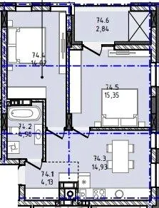 ЖК Набережний — 56.2 м²