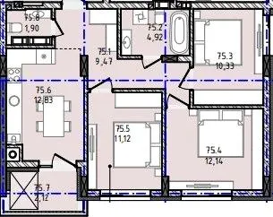ЖК Набережний — 64.8 м²