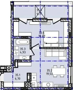 ЖК Набережний — 52.4 м²