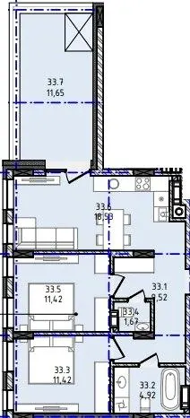 ЖК Набережний — 69.1 м²
