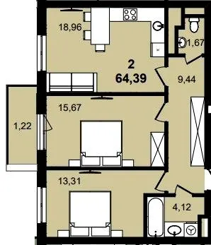 ЖК INFINITY PARK — 64.4 м²