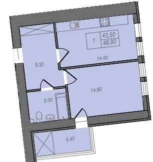 ЖК НЕЗАЛЕЖНІСТЬ — 48.9 м²