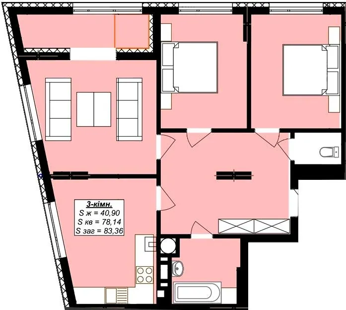 ЖК Millennium Elite — 83.4 м²