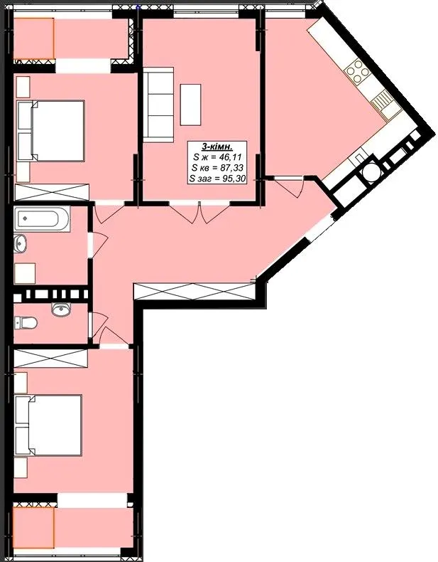 ЖК Millennium Elite — 95.3 м²