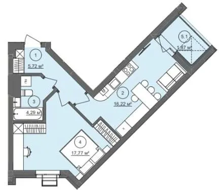 ЖК Well Home — 45.9 м²