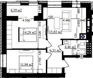 ЖК Millennium (NDB) — 57.2 м²