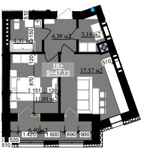 ЖК Millennium (NDB) — 47.7 м²