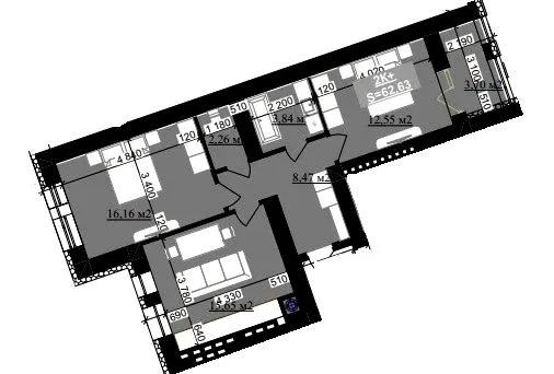 ЖК Millennium (NDB) — 62.6 м²
