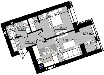 ЖК Millennium (NDB) — 45.4 м²