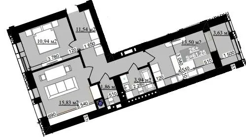 ЖК Millennium (NDB) — 61.3 м²