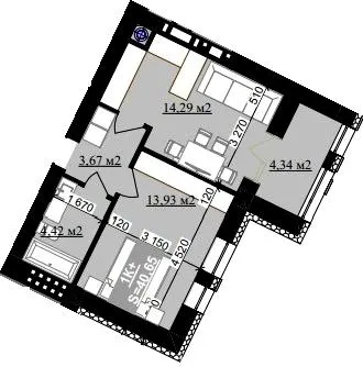 ЖК Millennium (NDB) — 40.7 м²