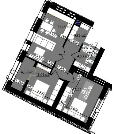 ЖК Millennium (NDB) — 63.5 м²