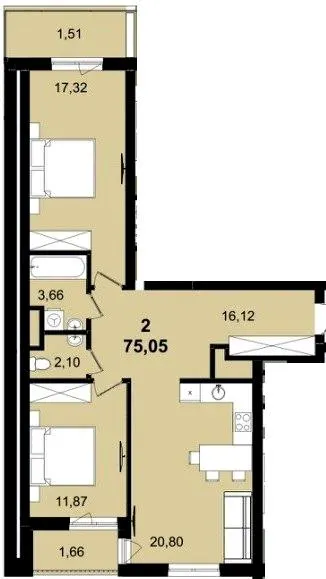 ЖК INFINITY PARK — 75.1 м²