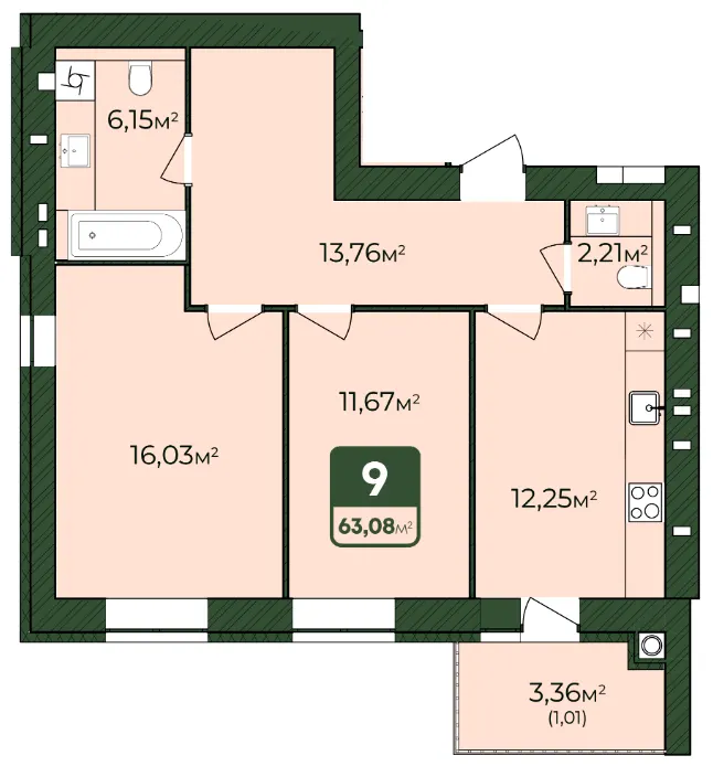 ЖК WEST HOME — 63.1 м²