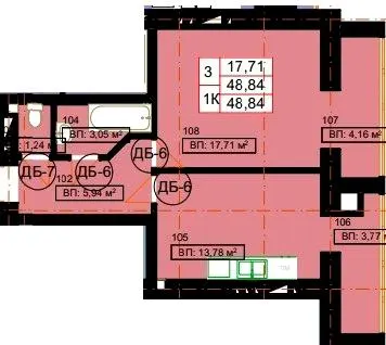 ЖК Гімназія — 48.8 м²