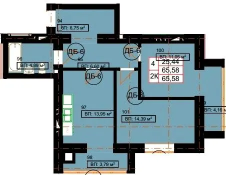 ЖК Гімназія — 65.6 м²