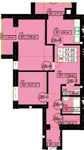 ЖК Гімназія — 73.2 м²