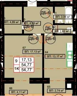 ЖК Гімназія — 54.8 м²
