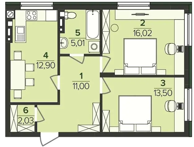 ЖК Falcon City — 60.5 м²